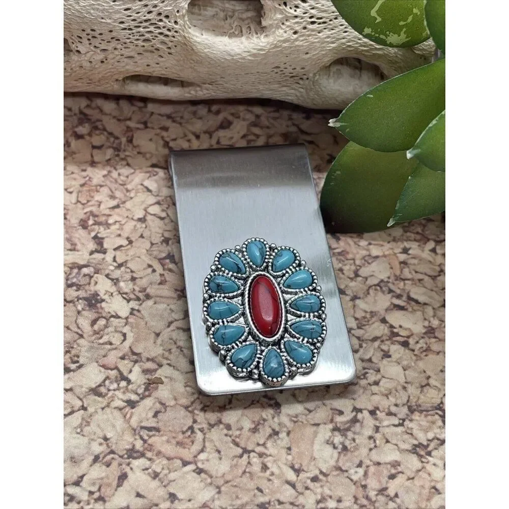 COPY - Turquoise Red Wedding Money Clip Stainless Steel Quality Wedding Party G…